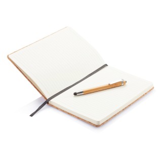 Libreta A5 con bolígrafo touch de bambú personalizada